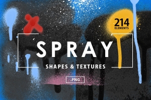 街头喷墨涂鸦笔画喷雾形状纹理PNG素材合辑 Spray Shapes & Textures