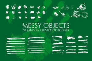 矢量墨水插画Ai笔刷 60 Messy Illustrator Brushes #173190