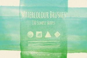 130个高质量手绘水彩笔触墨迹笔刷素材 Simple Watercolor Brushes