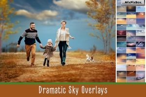 60张超高清壮丽的天空云彩PS效果叠加层素材 Dramatic Sky Overlays