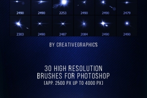 30个高质量光学镜头光晕PS光效笔刷素材 Lens Flare Brushes for Photoshop Set B