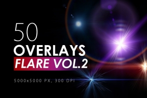 50款星星光照耀斑光晕光线闪光装饰元素特效素材 Flare & Stars Overlays Vol. 2