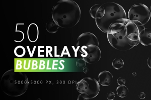 50个肥皂气泡水下气泡空气PS叠加覆盖层装饰元素 Bubble Overlays