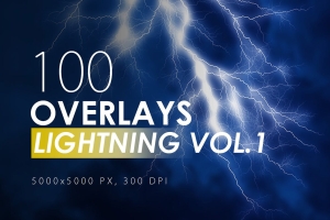100款雷电霹雳闪电PS叠加效果覆盖层装饰素材 Lightning Overlays Vol. 1