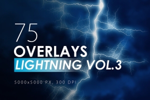 75款雷电霹雳闪电PS叠加效果覆盖层装饰素材 Lightning Overlays Vol. 3