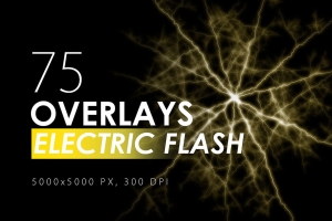 75款雷电闪电电压特效PS装饰元素叠加覆盖层素材 Electric Flash Overlays