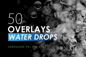 50款水下气泡水滴效果设计装饰元素PS叠加层素材 Water Drops Overlays