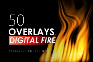 50张高分辨率火焰效果PS叠加层素材设计装饰元素 Digital Fire Overlays
