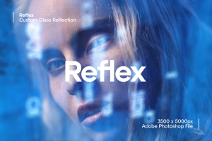 模糊玻璃镜面反射多重曝光照片处理特效PSD模板素材 Reflex Custom Glass Reflection