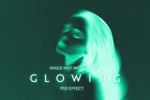 幽灵般荧光霓虹渐变图片特效处理滤镜PS置换模板素材 Glowing neon gradient