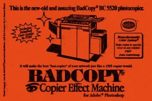 复古未来派反设计垃圾破旧肮脏油墨渗透效果PS置换模板 BADCOPY Copier Effect Machine
