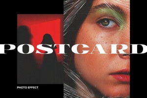 高质量半色调颗粒感透明塑料薄膜照片特效PSD置换模板 Wrapped Halftone Poster Effect