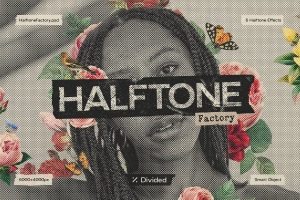 高质量复古半色调粗糙做旧美学照片处理效果PSD模板素材 Halftone Factory 6 Effects