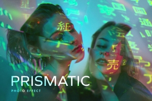 潮流酸性艺术迷幻多棱镜模糊错位效果摄影照片特效处理PSD模板 Prismatic Photo Effect