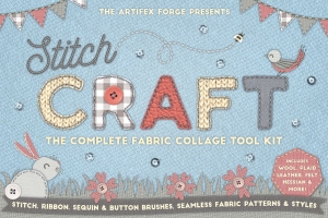 手工缝制效果的笔刷样式下载 Stitch Craft – Brushes Styles & More #1245502