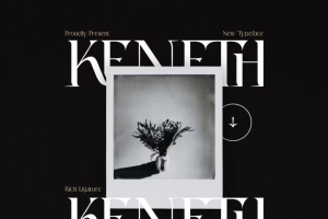 复古潮流酸性艺术优雅时尚婚礼杂志邀请函设计排版英文字体 Keneth