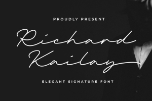 高质量奢华优雅精致手写签名英文字体 Richard Kailay - Elegant Signature