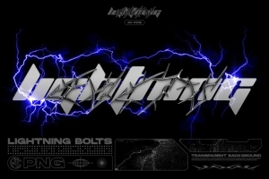 潮流酸性艺术雷电闪电光晕炫光抽象设计素材合辑 MiksKS - Lightning Bolts
