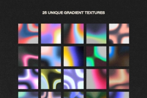 25张高分辨率酸性艺术颗粒感扭曲渐变纹理PNG图片素材 Warped Gradient Textures