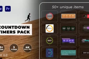 AE/PR模板-50组现代可视化设计数字时间倒计时图形动画 Countdown Timers Pack
