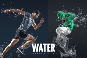 时尚高端逼真质感的流水效果photoshop动作预设
