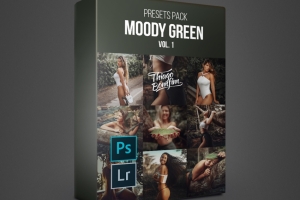 自然或野外生存拍摄预设 Lightroom/ACR 预设 PRESETS MOODY GREEN VOL.1