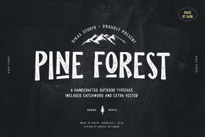 具有逼真手感俏皮感的户外无衬线英文字体 Pine Forest - Outdoor Typeface