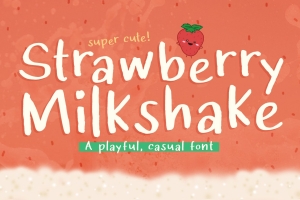 可爱有趣的草莓奶昔的手写英文字体 Strawberry Milkshake Font
