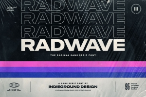 大胆现代流行海报杂志排版无衬线英文字体免费下载 Indieground - RADWAVE FONT