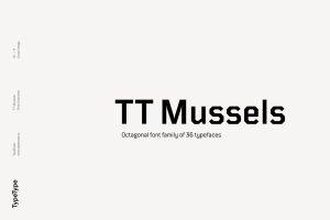 军事未来科技机器人几何英文无衬线字体 TypeType - TT Mussels Font Family