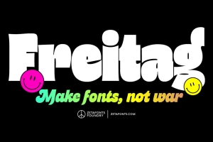 现代新怪诞艺术风格Pop文化广告设计电影标题英文无衬线字体系列 Freitag Typeface