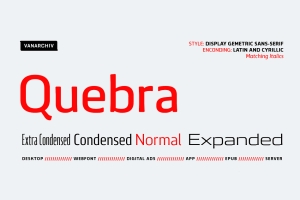 高质量品牌设计海报杂志排版英文无衬线字体系列下载 Quebra Font Family