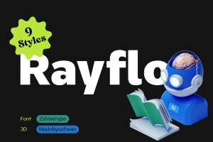 高质量现代极简品牌设计海报排版几何设计英文无衬线字体系列 Rayflo Font Family