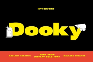 复古怪诞主义趣味粗体电影标题海报杂志排版英文字体 Dooky Sans Serif Display Font