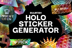 Bulbfish出品潮流全息渐变镭射贴纸标签生成PSD样机模板 Holo Sticker Generator