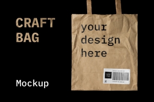 环保牛皮纸环保袋手提袋包装设计贴图样机模板 Craft Bag Mockup
