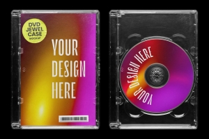 复古老物件潮流音乐电影CD光盘盒封面设计样机PSD模板 Disc Jewel Box Mockup