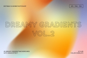 炫彩噪点颗粒肌理渐变模糊抽象海报背景素材 Dreamy Gradients Vol.2