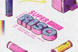 潮流复古做旧美学油墨水彩颗粒半色调图片效果PS样式素材 Super Riso