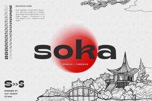东方日式复古经典海报杂志排版英文衬线字体系列下载 Soka Typeface