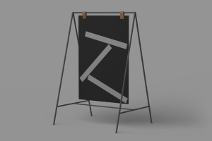 高质量极简A字形支架海报设计贴图展示样机模板 A-Frame Sign 01 Standard Mockup
