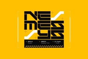 未来赛博朋克机器工业警戒线几何力量品牌潮牌设计英文字体 Enxyclo Studio - NEMESYS