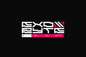 未来赛博朋克科技工业机能品牌潮牌设计几何抽象英文字体 Enxyclo Studio - EXOBYTE