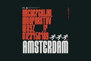 高质量阳刚硬汉运动健身体育品牌设计海报排版英文字体 AMSTERDAM Typeface