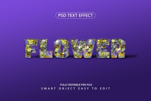 玻璃上的花朵PS文本效果 (PSD)