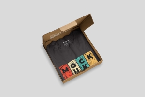 折叠T恤盒包装设计样机 (PSD)