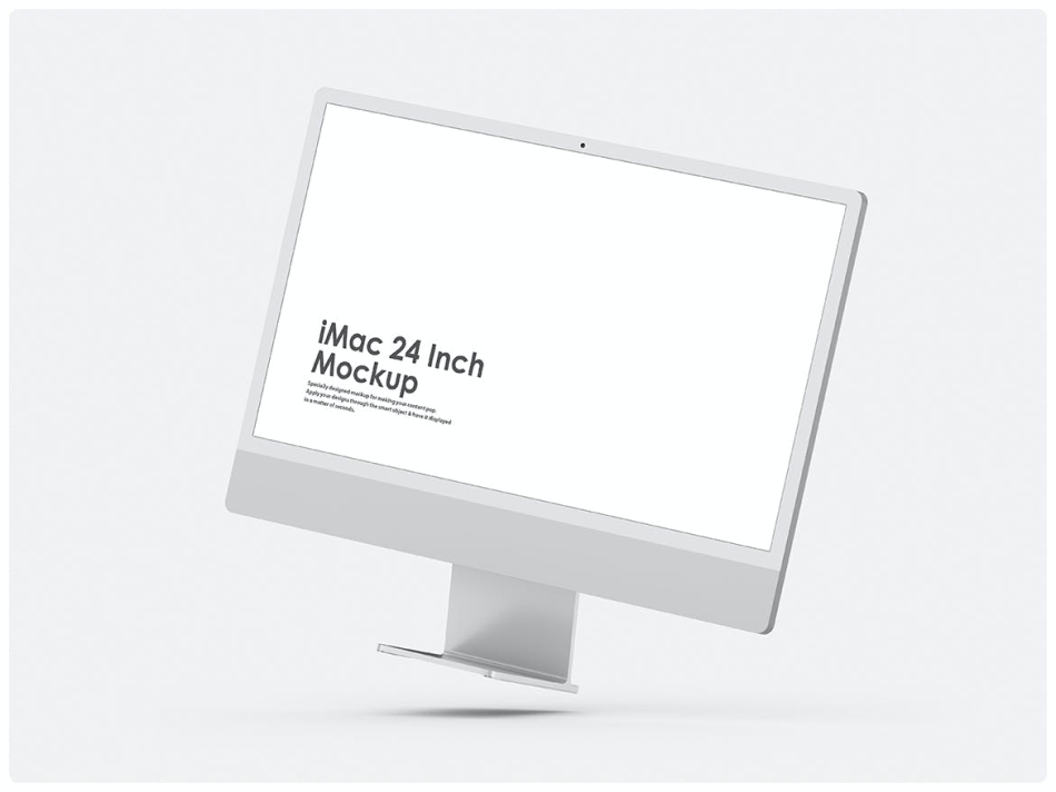 浮动的iMac 24英寸屏幕实物样机 (PSD)