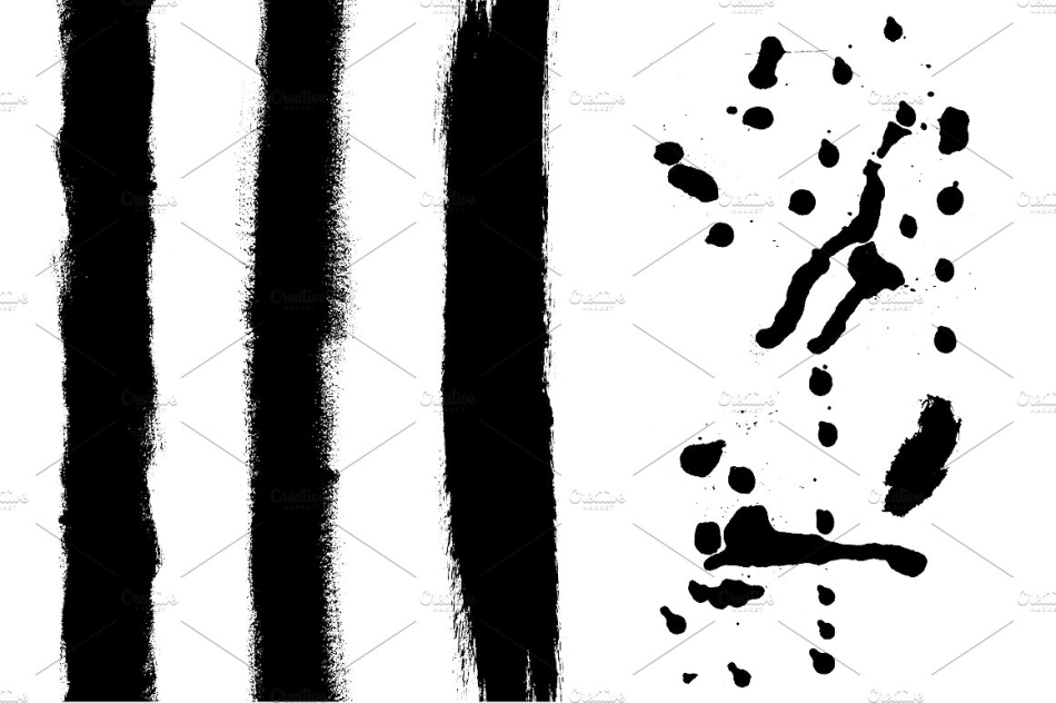墨水毛笔笔刷图案设计素材Ink Brush Strokes Textures #9080