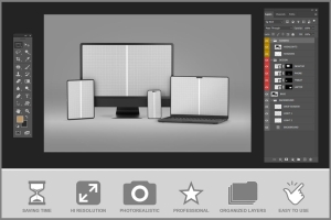 苹果电脑&手机电子产品屏幕展示样机 (PSD)