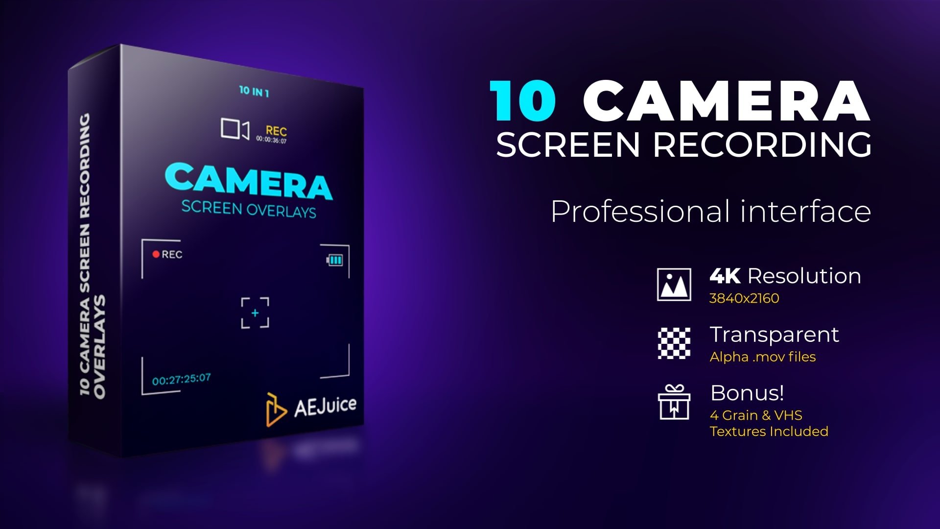 AEJuice – 相机屏幕录制叠加 Camera Screen Recordings Overlays插图